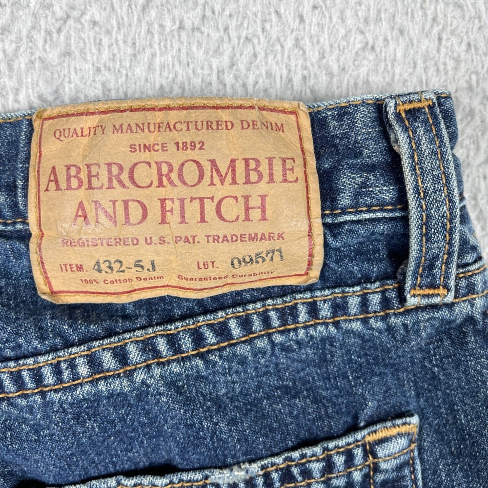 Vintage Abercrombie & Fitch Bootcut Jeans Mens 30x34 Blue Preppy Button Fly 90s - Picture 6 of 15